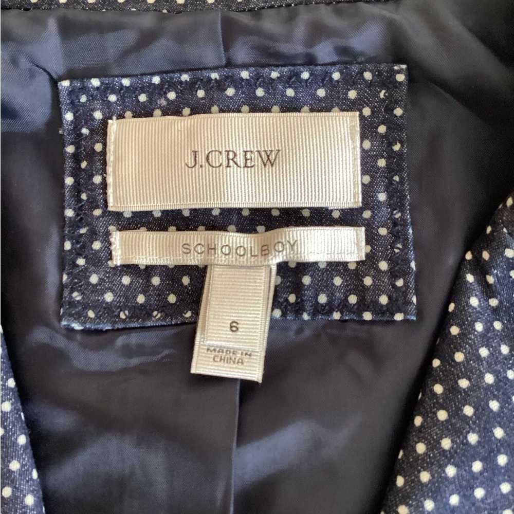 J. Crew Schoolboy Navy Polka Dot Blazer - Picture 12 of 12